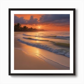 Quiet Beach At Dusk Art Print