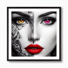 Two Faces Of A Woman Art Print