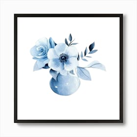 Watercolor Blue Floral 18 Art Print