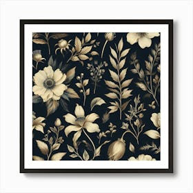 Floral Wallpaper 1 Art Print