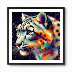 Geometric Art Snow Leopard Art Print