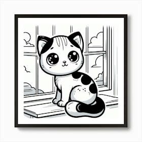 Line Art cat Art Print