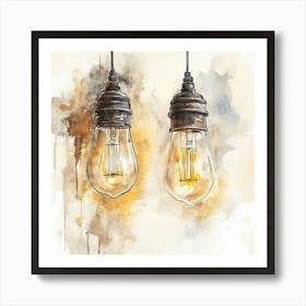 Light Bulbs - Watercolor Painting Art Print