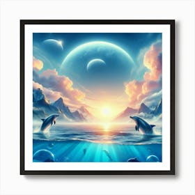 Dolphins In The Ocean 1 Art Print