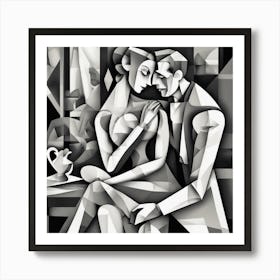 Victorian Love Cubism Style Art Print