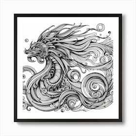 Dragon With Swirls Art Print