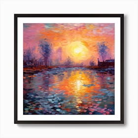 Sunset By The River Art Print