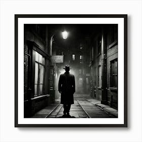 Man Walking Down A Dark Alley Art Print