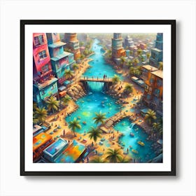 Homes In Paradise By The Water's Edge Art Print