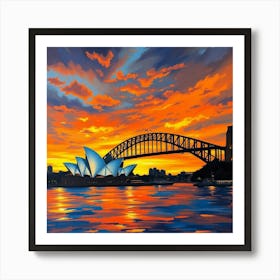 Sydney Harbour Bridge At Sunset Art Print