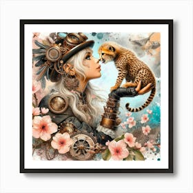 Steampunk Cheetah Art Print