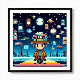 8-bit time-traveling adventure Art Print