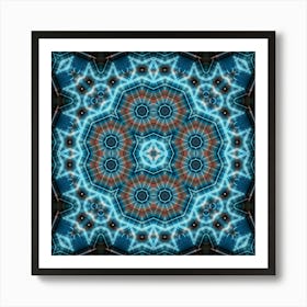 Abstract Mandala Blue Light Art Print