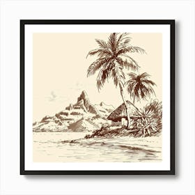 A Tahiti In French Polynesia Hand Drawn Sketch I 1720357144 2 Art Print