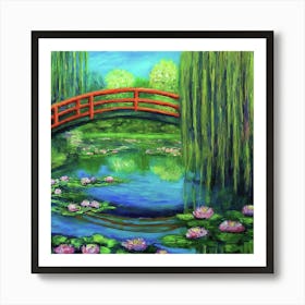 Water Lily Bridge Art Print