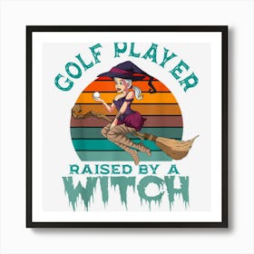 Halloween Golf Player Witch Golfer Sport Retro Vintage Art Print