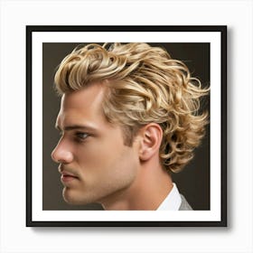 Portrait Of A Man With Curly Hair Art Print