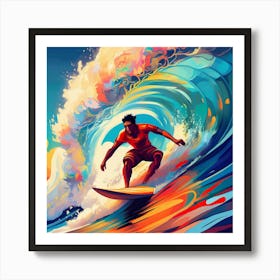 Surfer On A Wave 4 Art Print