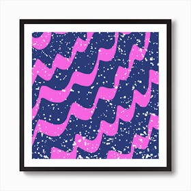 Pink And Blue Wavy Pattern Art Print