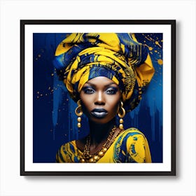 African Woman In Turban 2 Art Print