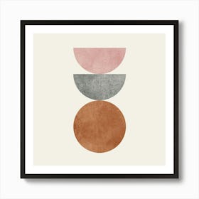 The Balance - Scandinavian Half-moon Circle Abstract Minimalist - Pink Grey Brown 1 Art Print