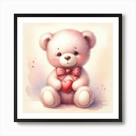 Teddy Bear With Heart Art Print