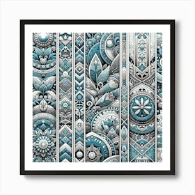 Blue And White Abstract Pattern Art Print