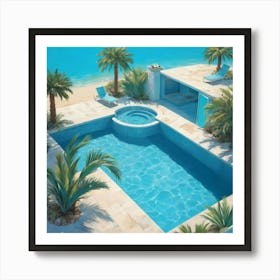 Cyan Oasis Bright Blue Swimming Pool Art Print Art Print 2 Art Print