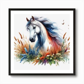 Horse In The Grass Art Print