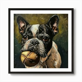 French Bulldog With Baseball Art Print