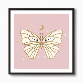 Butterfly On Pink Art Print