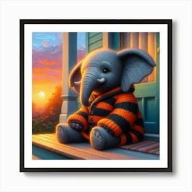 Elephant In A Sweater Art Print