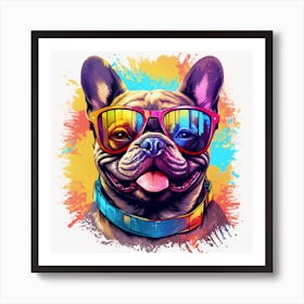 French Bulldog In Sunglasses 2 Art Print