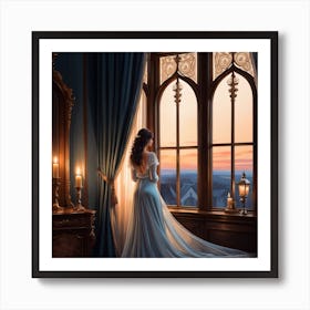 Lady By The Window Art Print