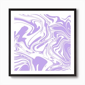 Liquid Contemporary Abstract Pastel Purple and White Swirls - Retro Liquid Marble Swirl Lava Lamp Art Print