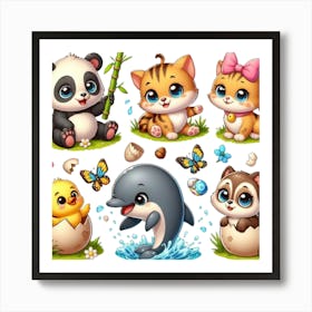 Cute Animals Set 2 Art Print