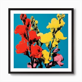 Andy Warhol Style Pop Art Flowers Snapdragon 2 Square Art Print