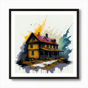 Colored House Ink Painting (133) Art Print