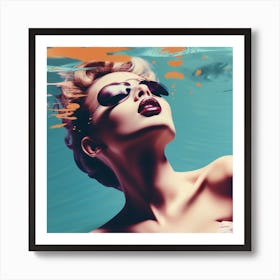 Swimming Retro Style 2 Art Print