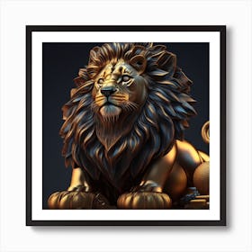 Golden Lion Statue Affiche