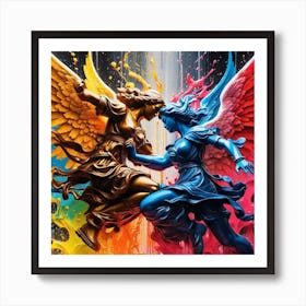 Angels Fighting 2 Art Print