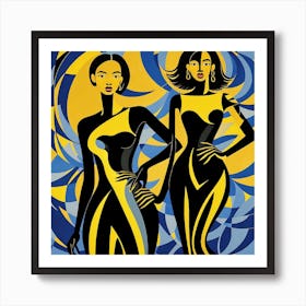 Two Women In Yellow And Blue 1 Poster