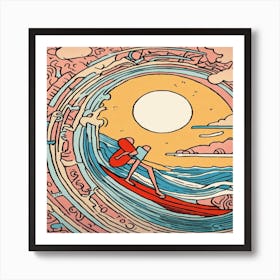 Surfer On A Wave Art Print