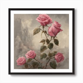 Roses And Castle Art Print