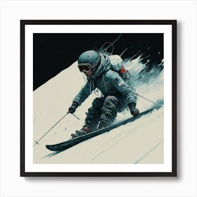 Skier In The Snow Art Print