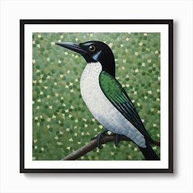 Ohara Koson Inspired Bird Painting Magpie 3 Square Art Print