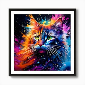 Colorful Cat Painting Art Print