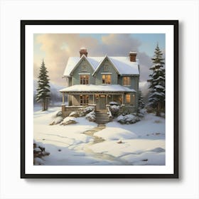 House In The Snow Art Print 1 Art Print