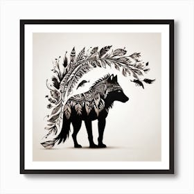 Wolf With Feathers Art Print