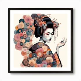 Japan Traditional Geisha Illustration By Ad 68 Art Print